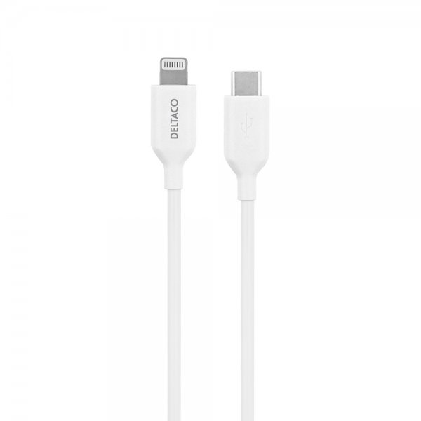 Deltaco Kabel USB-C Cable with Lightning Connector 2m Hvit