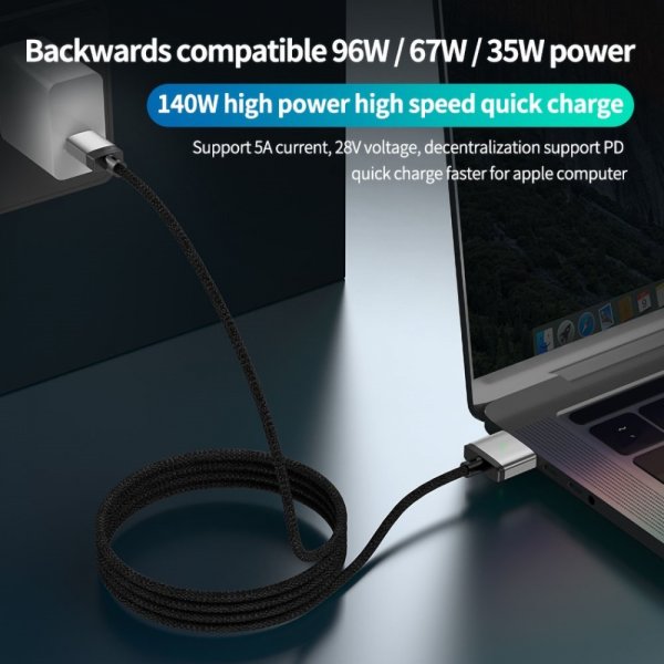 Kabel 140W USB-C til MagSafe 3 2m Grå