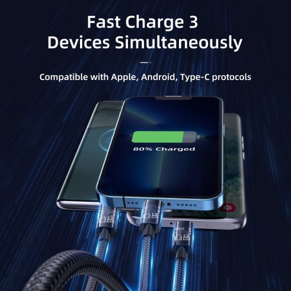 Joyroom Kabel 3-in-1 Fast Charging Cable 1.2m Blå