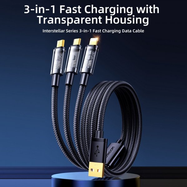 Joyroom Kabel 3-in-1 Fast Charging Cable 1.2m Svart
