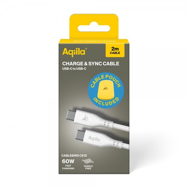 Aqiila Kabel Cablebird CS12 USB-C/USB-C 60W 2m Hvit