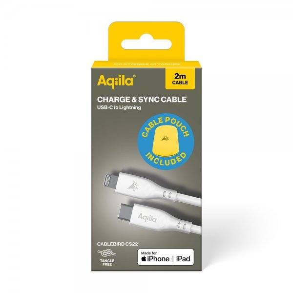 Aqiila Kabel Cablebird CS22 USB-C/Lightning 60W 2m Hvit