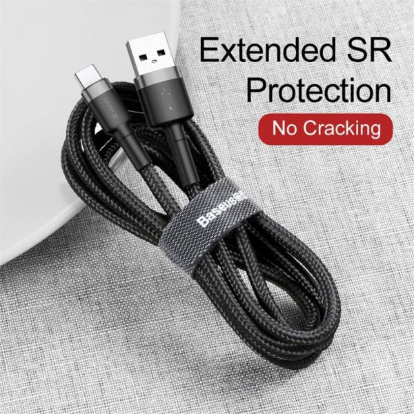 Baseus Kabel Cafule Cable USB-A/USB-C 3m Grå Svart