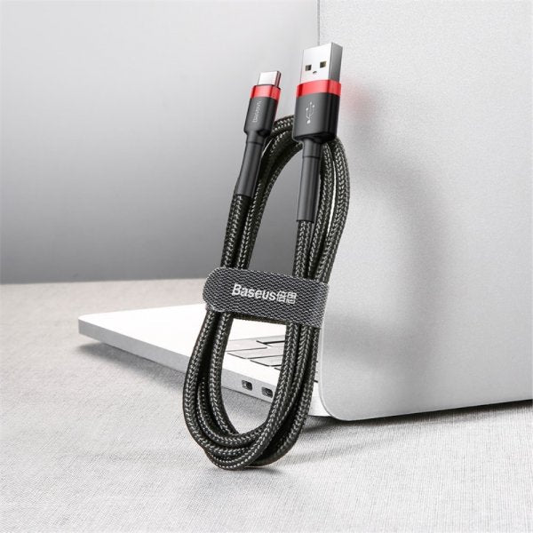 Baseus Kabel Cafule Cable USB-A/USB-C 3m Rød Svart