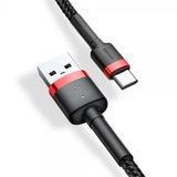 Baseus Kabel Cafule Cable USB-A/USB-C 3m Rød Svart
