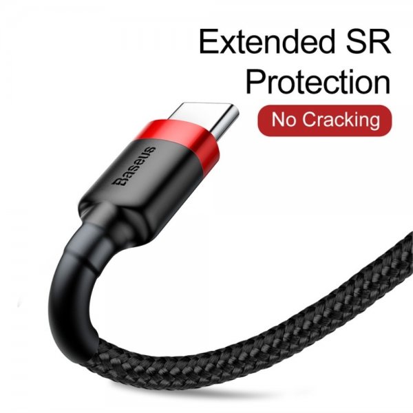 Baseus Kabel Cafule Cable USB-A/USB-C 3m Rød Svart