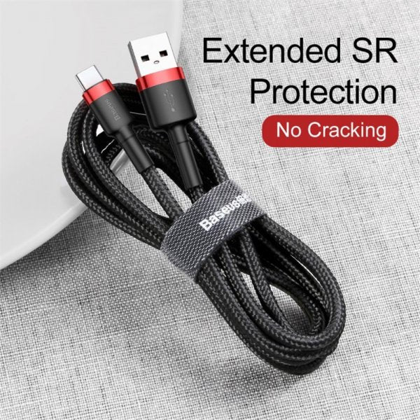 Baseus Kabel Cafule Cable USB-A/USB-C 3m Rød Svart
