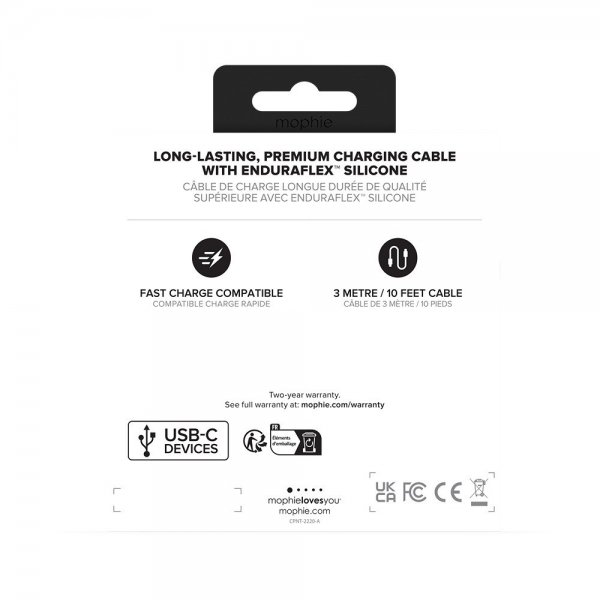 Mophie Kabel Chargestream USB-C to USB-C 3 m Hvit