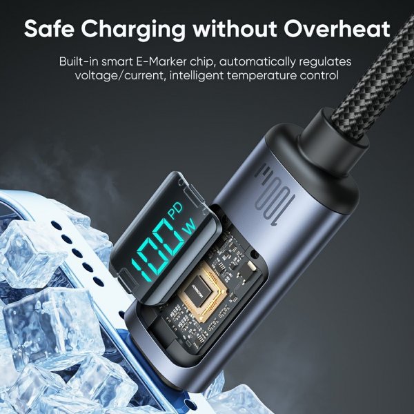 Joyroom Kabel Digital Display Fast Charging Cable USB-C till USB-C 100W 1.2m