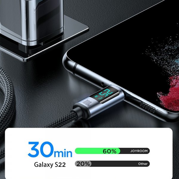Joyroom Kabel Digital Display Fast Charging Cable USB-C till USB-C 100W 1.2m