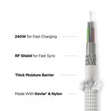 Nomad Kabel Kevlar USB-C 1.5m Hvit