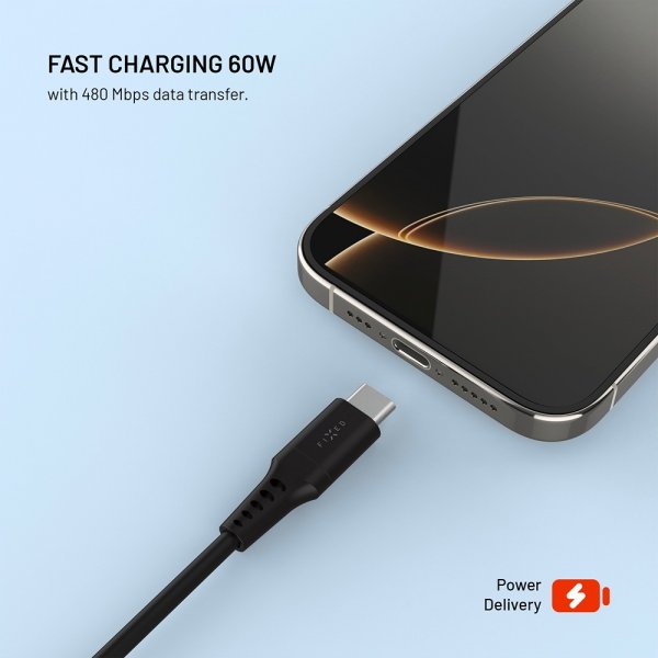 Fixed Kabel Liquid Silicone USB-C/USB-C 0.3m Svart