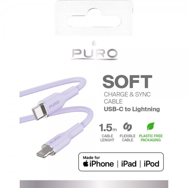 Puro Kabel Soft Charge & Sync Cable USB-C/Lightning 1.5m Lavendel