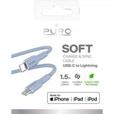 Puro Kabel Soft Charge & Sync Cable USB-C/Lightning 1.5m Lyseblå