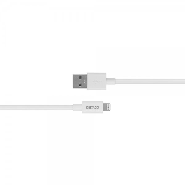 Deltaco Kabel USB-A Cable with Lightning Connector 1m Hvit