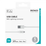Deltaco Kabel USB-A Cable with Lightning Connector 1m Hvit