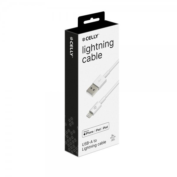 Celly Kabel USB-A/Lightning 2m Hvit
