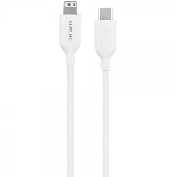 Deltaco Kabel USB-C Cable with Lightning Connector 1m Hvit