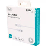 Deltaco Kabel USB-C Cable with Lightning Connector 1m Hvit