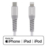 Deltaco Kabel USB-C Lightning 1m Stoff Sølv