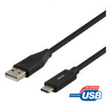 Deltaco Kabel USB-C USB-A 2m Svart