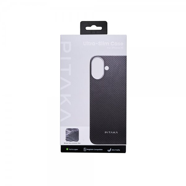 Pitaka iPhone 16 Deksel Ultra-Slim Case MagSafe Black/Grey Twill