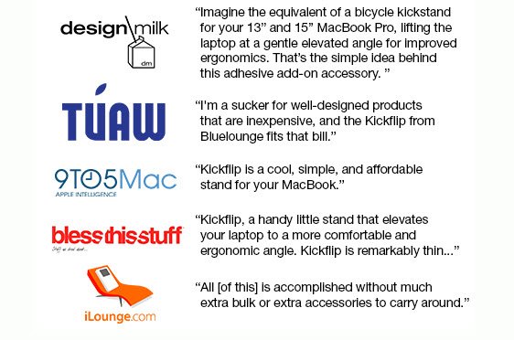 Bluelounge Kickflip MacBook Pro 15/16 " Sammenleggbar Støtte Svart