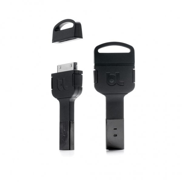 Bluelounge Kii 30pin 3. 4 / 4s Lader Nøkkelring Svart