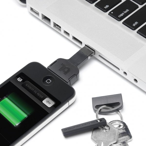 Bluelounge Kii 30pin 3. 4 / 4s Lader Nøkkelring Svart