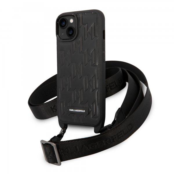Karl Lagerfeld iPhone 14 Deksel Crossbody Strap Svart