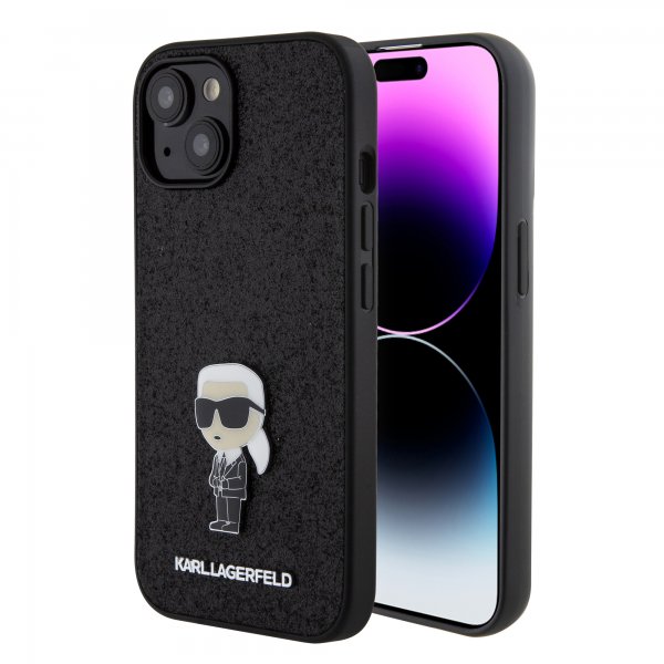 Karl Lagerfeld iPhone 15 Deksel Fixed Glitter Svart