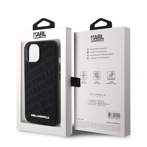 Karl Lagerfeld iPhone 15 Deksel Quilted K Pattern Svart