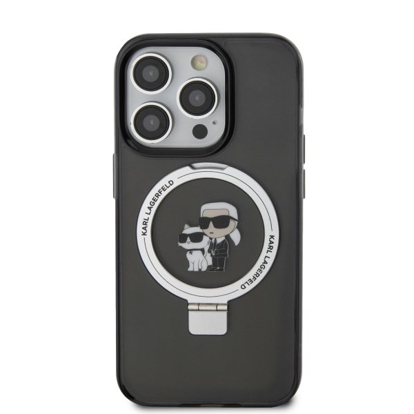 Karl Lagerfeld iPhone 15 Plus Deksel Ring Stand MagSafe Svart