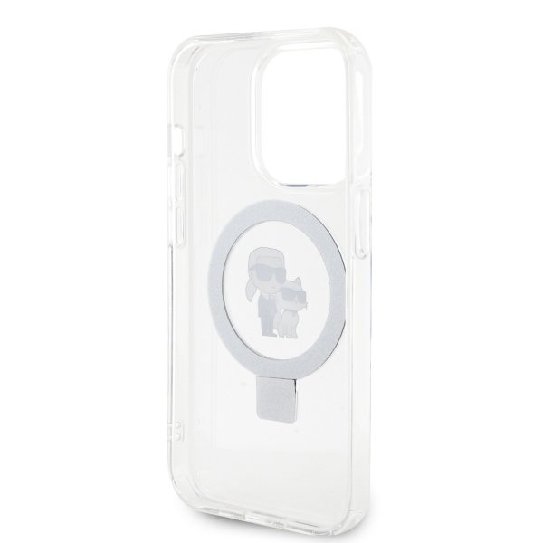 Karl Lagerfeld iPhone 15 Deksel Ring Stand MagSafe Hvit