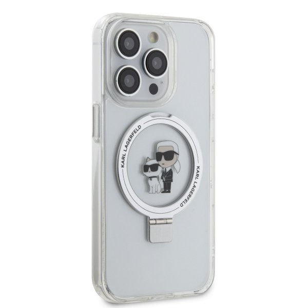 Karl Lagerfeld iPhone 15 Deksel Ring Stand MagSafe Hvit