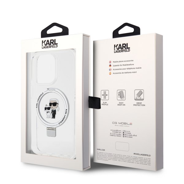 Karl Lagerfeld iPhone 15 Deksel Ring Stand MagSafe Hvit