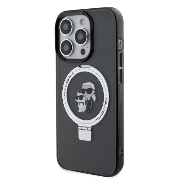 Karl Lagerfeld iPhone 15 Deksel Ring Stand MagSafe Svart