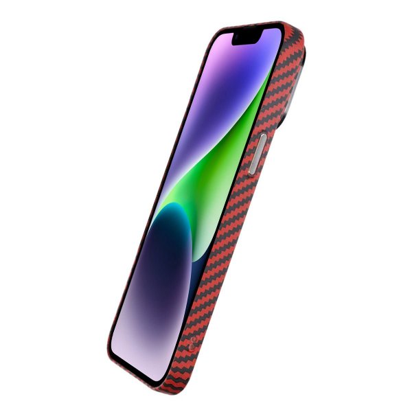 iPhone 14 Pro Deksel Karbonfibermønster Rød
