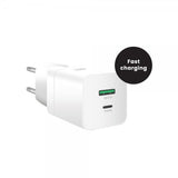 MobileFriend Lader 2 port USB-A & USB-C 30W Hvit