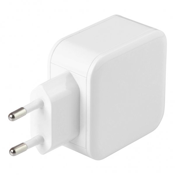 Deltaco Lader 24W 2xUSB-A Hvit