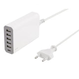 Deltaco Lader 60W USB-C & 5xUSB-A Hvit