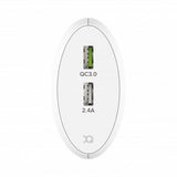 Xqisit Lader 5.4A 2 x USB-A QC 3.0 30W Hvit