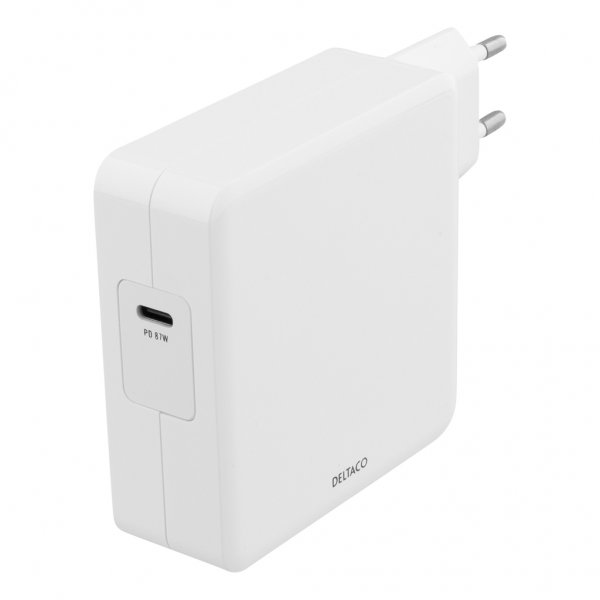 Deltaco Lader 87W USB-C PD Quickcharge Hvit