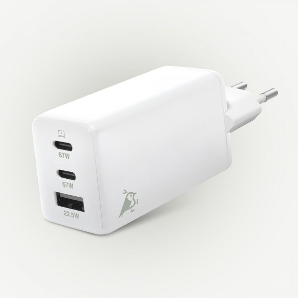 Aqiila Lader Chargebird W65 GaN 67W Hvit