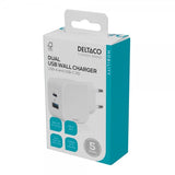 Deltaco Lader Dual USB Wall Charger