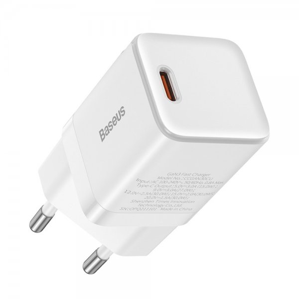 Baseus Lader GaN3 Fast Charger 30W Hvit