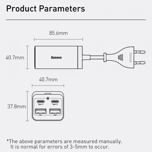 Baseus Laddare GaN3 Pro Desktop Fast Charger 100W