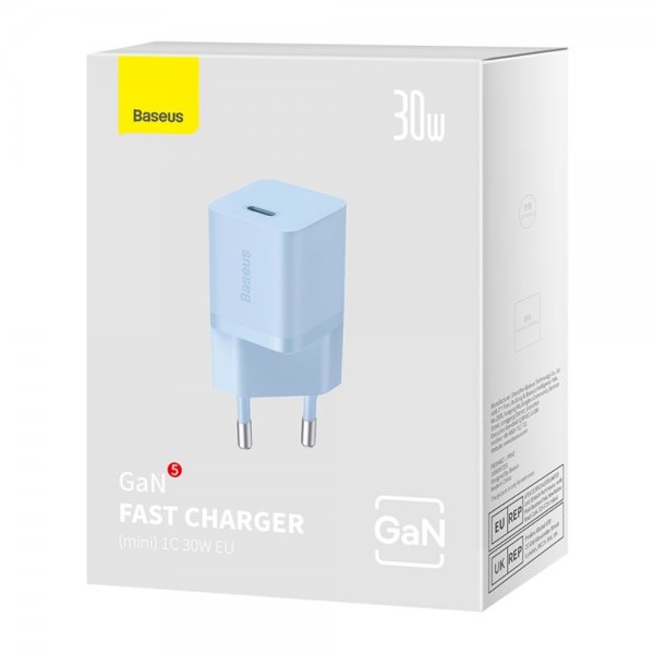 Baseus Lader GaN5 Fast Charger Mini 30W Blå