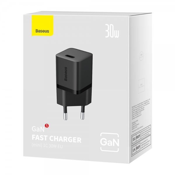 Baseus Lader GaN5 Fast Charger Mini 30W Svart