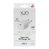 X2O Lader med Kabel 1.2m 20W USB-C GaN Hvit
